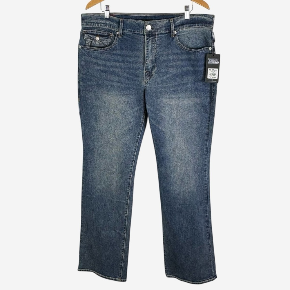 NEW True Religion Billy Flap Bootcut Jeans Size 36 Blue Relaxed Fit 36 x 33.5 - Picture 3 of 14